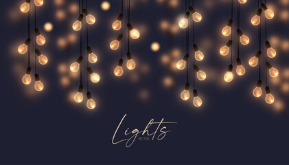 Wall Mural - soft light garland background with blur effect. christmas lights