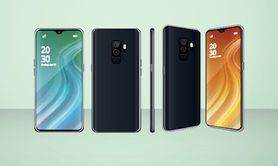 Wall Mural - Realistic Vector Design Smartphone Mockups