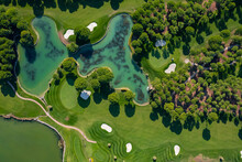 Beautiful Manicured Golf Course Of Turkey, Aerial Top View