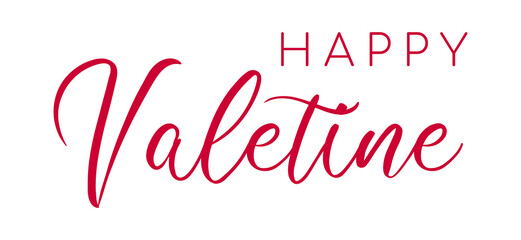 Handwritten brush ink lettering of Happy Valentines Day on white background.	