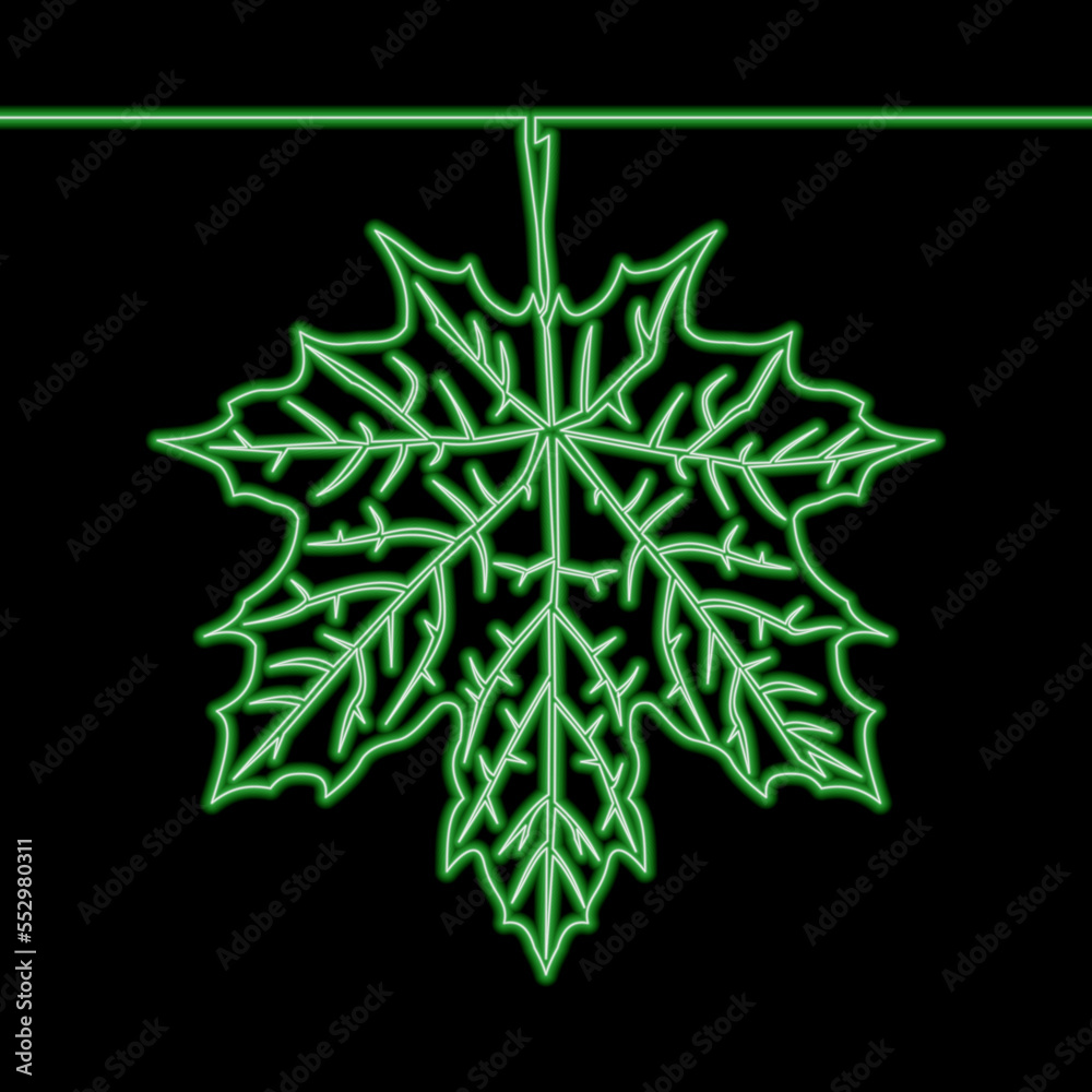 Continuous line drawing Maple leaf icon neon glow vector illustration ...
