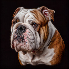 Wall Mural - Portrait of a English Bulldog, generative ai illustration