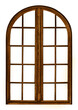© Gorart - Old brown wooden window with arch on white backgroun