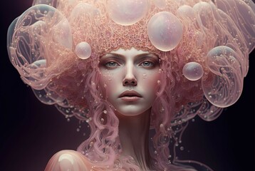 Jellyfish Goddess. Generative AI, non-existent person. 