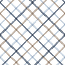 Gingham Seamless Pattern. Watercolor Plaid Diagonal Stripes, Vector Checkered Paint Brush Lines. Tartan Texture For Spring Picnic Table Cloth, Shirts, Plaid, Clothes, Blankets, Paper.