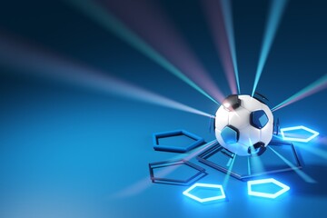 3d football object design. realistic rendering. abstract futuristic background. 3d illustration. motion geometry concept. sport competition graphic. tournament game bet content. soccer ball element.