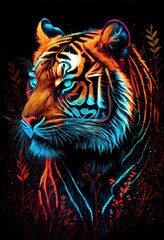 Wall Mural - Neon tiger