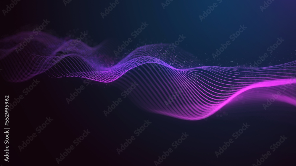 Futuristic musical wave of purple lines. Digital data flow. The concept ...