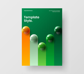 Canvas Print - creative realistic spheres brochure layout. trendy annual report a4 design vector template.