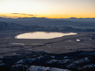 Canvas Print - Frozen over Lake in Northern Nevada between Reno and Carson City at sunrise.