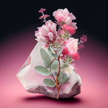 Rose Quartz Wildflower Arrangement - AI Art