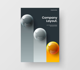 Canvas Print - bright 3d spheres company brochure concept. abstract magazine cover vector design template.