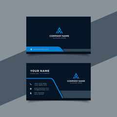 Canvas Print - Modern business card black and blue corporate professional 