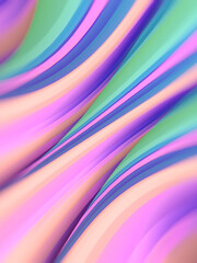 Poster - Wavy background with trendy multi colored gradient. 3d rendering digital illustration