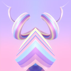 Poster - 3d rendering digital illustration of neon color magical shape. Optical illusion. Digital background