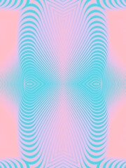 Poster - Neon colored pattern of lines, on a blue background. Abstract modern art design. 3d rendering digital illustration