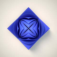 Poster - Blooming stylized dark blue flower bud on a white background. 3d rendering digital illustration