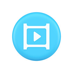 Poster - Video film multimedia content play button digital player broadcasting 3d realistic icon
