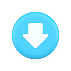 Poster - arrow down button keyboard navigation pointer cyberspace downloading web app 3d icon