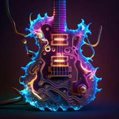 Wall Mural - Steam Punk Glowing Guitar