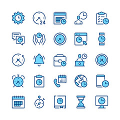 Wall Mural - Time line icons. Blue color. Vector line icons set