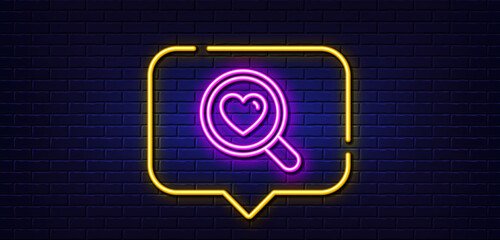Poster - neon light speech bubble. love dating line icon. search relationships sign. valentines day symbol. n