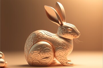 Happy Chinese new year rabbit Zodiac sign, created with generative ai	