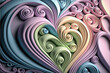© Claudia Nass - ai generative illustration swirling heart background in pastel colors