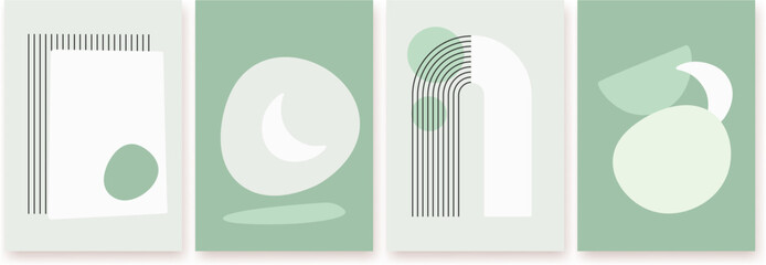 Poster - Decorative abstract banners templates. Geometric shapes modern covers, lines and various forms. Vector background trendy posters set