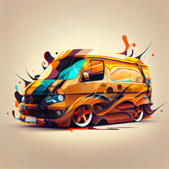 Wall Mural - Car, F1, race, motor, sports, illustration, cartoon, speed, van