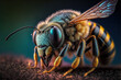Leinwanddruck Bild - Bee, extreme close-up, Generative AI 
