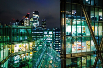 Poster - Aerial view of London city in the night, UK