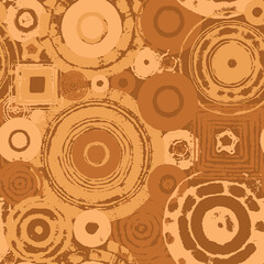 Poster - seamless abstract pattern of geometric shapes, circles and squares imitating embroidery or tapestry. Repeating vector background. Suitable for wallpaper, wrapping paper or fabric design