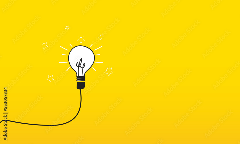 Light bulb on yellow background. Concept of new ideas, innovation ...