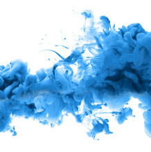 Ink Blue Color Smoke Blot On Png Transparent Abstract Background.