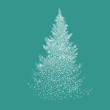 Christmas Tree Made Of White Dots. Vector Illustration