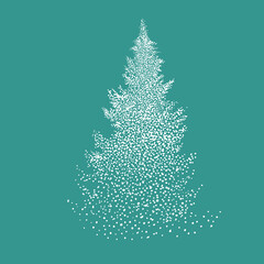 christmas tree made of white dots. vector illustration