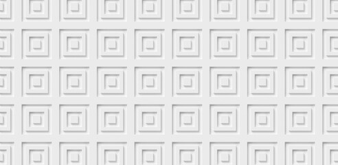 Poster - array of inset nested white rectangular double frames background wallpaper banner full frame filling