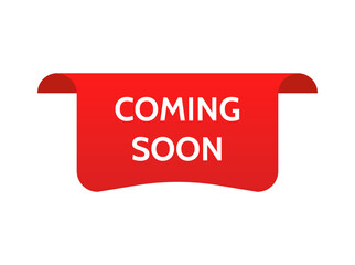 Aufkleber - Coming soon promo labels. Red ribbons. Vector bage and banners