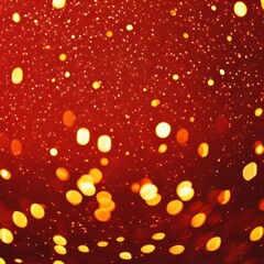 Wall Mural - Background of abstract defocused gold glitter lights on red background with bokeh. Generative AI