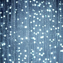  Background of abstract defocused white glitter lights on blue background with bokeh. Generative AI