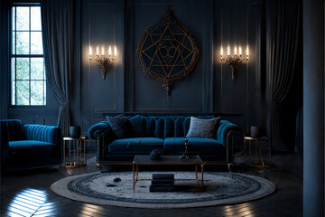 Wall Mural - interior of luxury room in blue