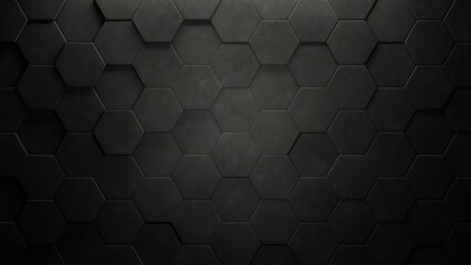 Wall Mural - Dark Concrete Hexagon Tiled Wall With Spotlight (3d Illustration)
