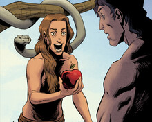 Eve Offering The Apple To Adam, The Snake Is In The Tree