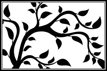 Wall Mural - tree branch with leaves. abstract twig isolated. botanical illustration.