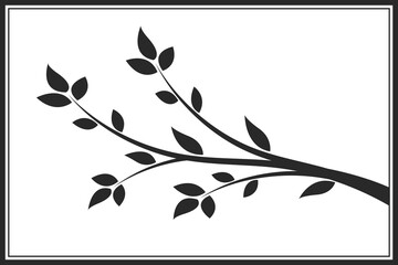Wall Mural - tree branch with leaves. abstract twig isolated. botanical illustration.