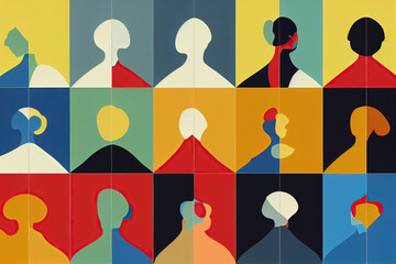 collection of colorful people silhouettes of faces