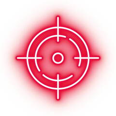 neon red target icon, sniper aim on transparent background