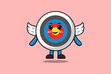 Wall Mural - Cute cartoon Archery target character wearing wings in modern style design illustration