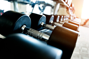 Canvas Print - Rows of dumbbells in the gym